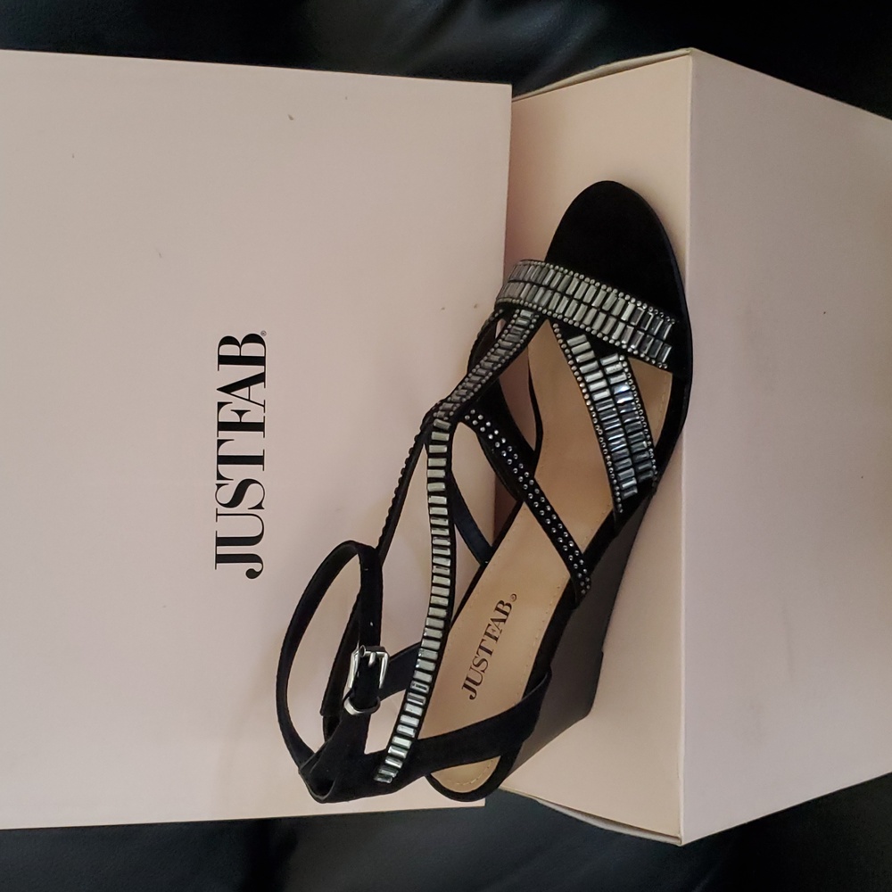 Just Fab Unique Wedge Ankle Sandal S 7.5 M